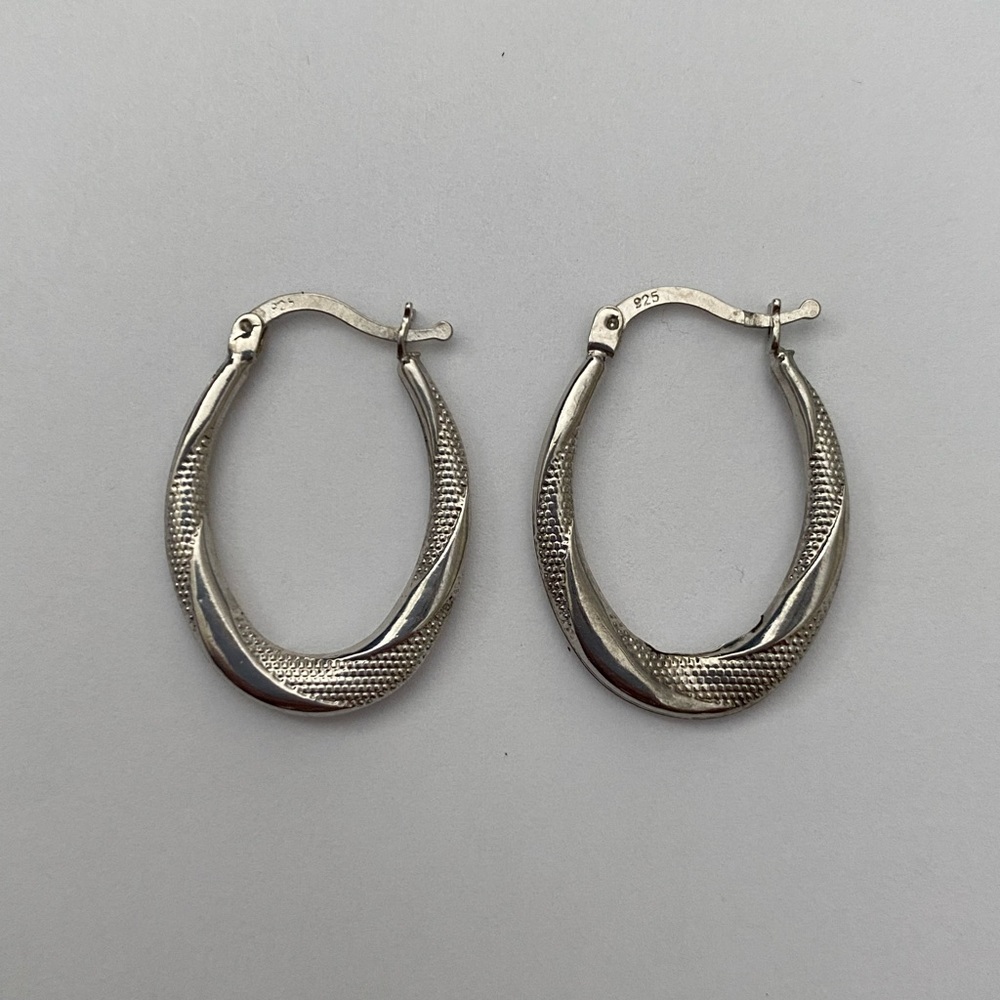 Hoop oval earrings 925 silver trend - Picture 3 of 3